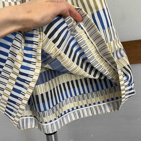 Massimo Dutti Geometric Jacquard Stripe Pockets Box Pleat A-Line Mini Skirt Sz 4 - Picture 7 of 15